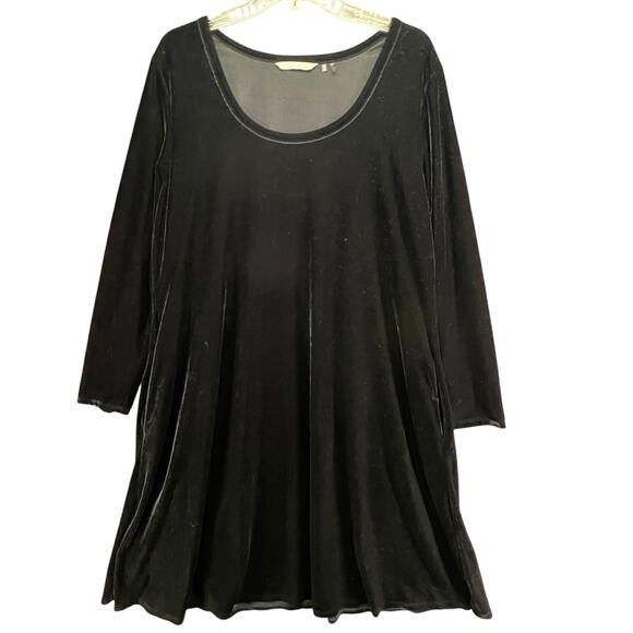 Soft Surroundings Dress 1X Black Velvet Pockets Dark Fairy Romantic Goth Whimsy - Picture 1 of 12